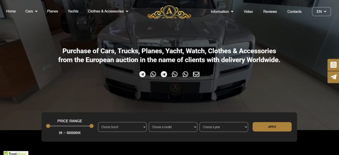 Purchase of Cars, Trucks, Planes, Yacht, Watch, Clothes & Accessories from the European auction in the name of clients with delivery Worldwide. (European.auction reviews)